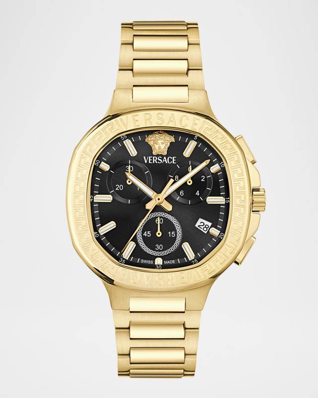 V-Chrono Square 40mm IP Yellow Gold Bracelet Watch